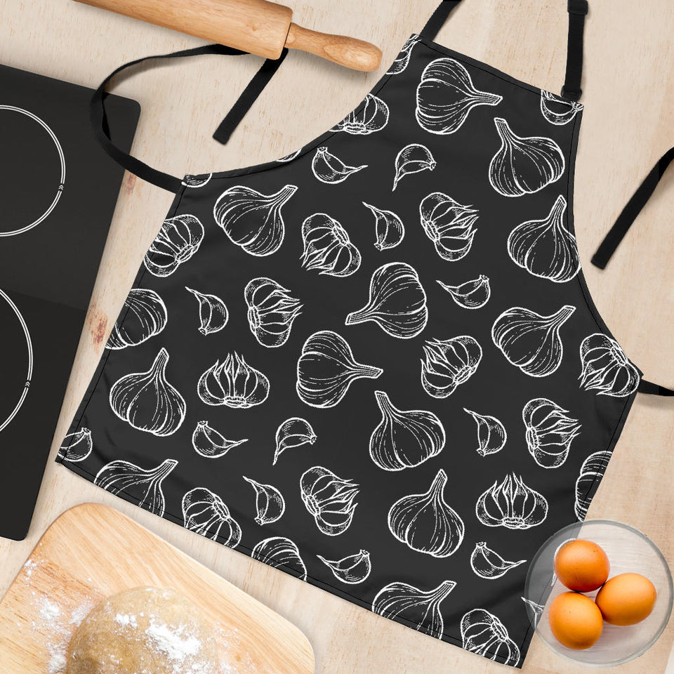 Garlic Pattern Black Background Adjustable Apron
