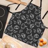 Garlic Pattern Black Background Adjustable Apron