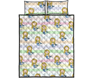 Cute hand drawn mermaid Quilt Bed Set