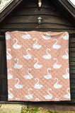 Swan Flower Light Pink Background Premium Quilt