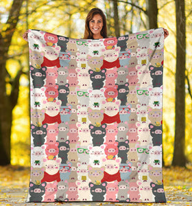 Pig Pattern Print Design 02 Premium Blanket