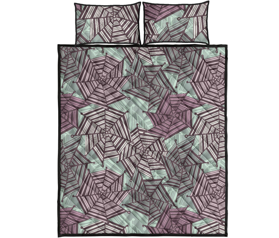 Spider web cobweb design color pattern Quilt Bed Set