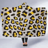 Gray Leopard Print Pattern Hooded Blanket