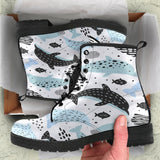 Cute Dolphins Childish Style Pattern Leather Boots