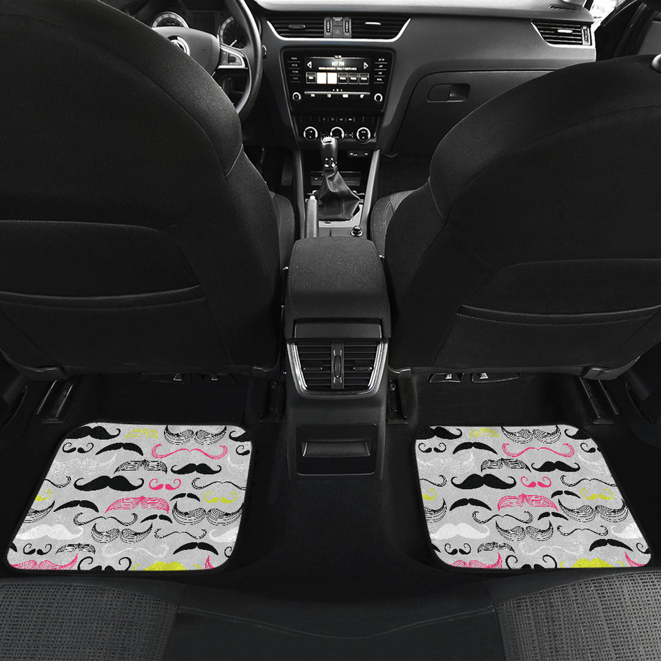 Mustache Beard Pattern Print Design 02 Front and Back Car Mats