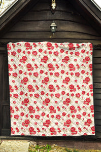 Rose Pattern Print Design 01 Premium Quilt
