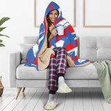 American Football Ball Star Stripes Pattern Hooded Blanket