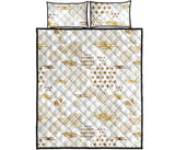 Beautiful gold japanese pattern Quilt Bed Set