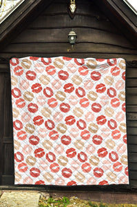 Lips Pattern Print Design 04 Premium Quilt