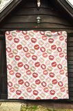 Lips Pattern Print Design 04 Premium Quilt