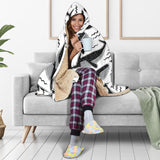 Black Whale Pattern Hooded Blanket