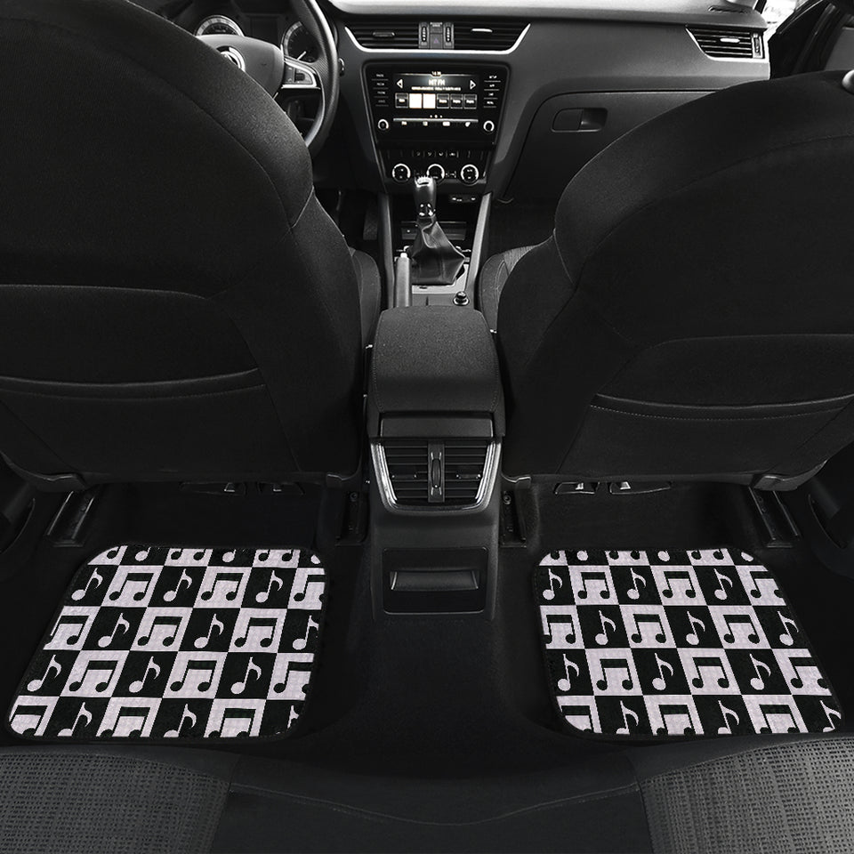 Music Notes Pattern Print Design 01 Front and Back Car Mats