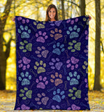 Dog Paws Pattern Print Design 02 Premium Blanket