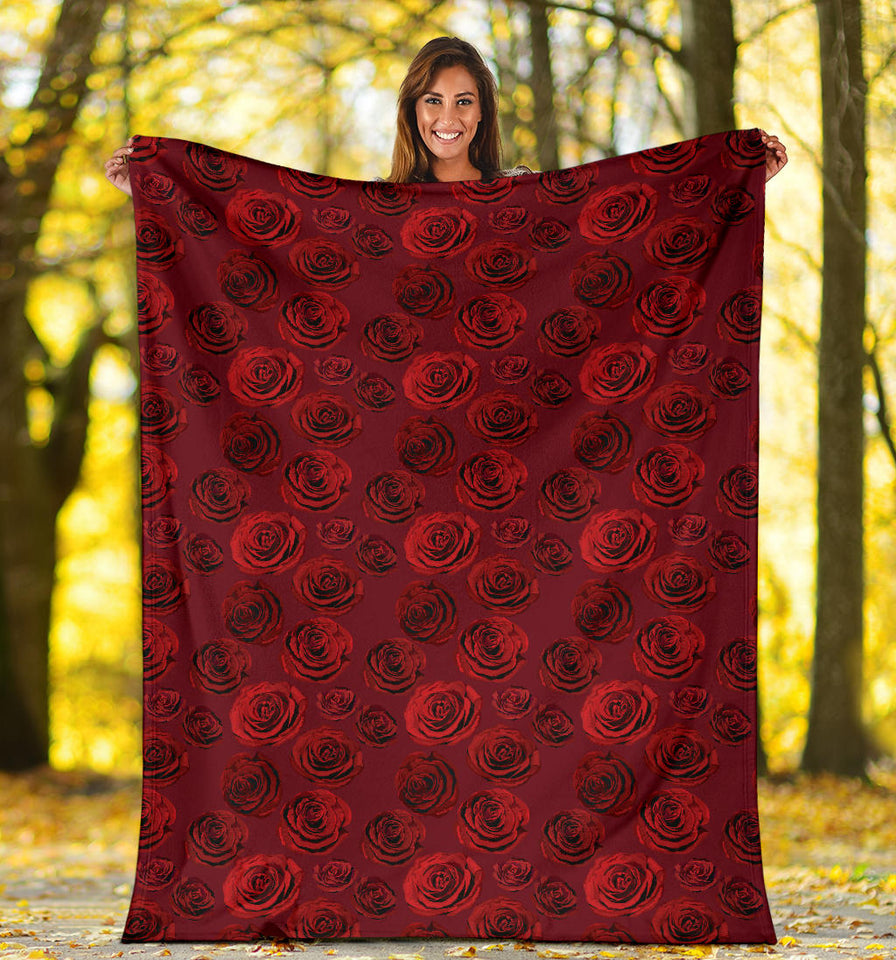 Rose Pattern Print Design 03 Premium Blanket