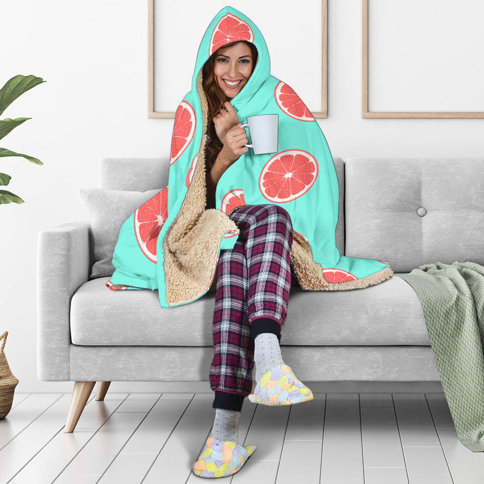 Grapefruit Green Background Hooded Blanket