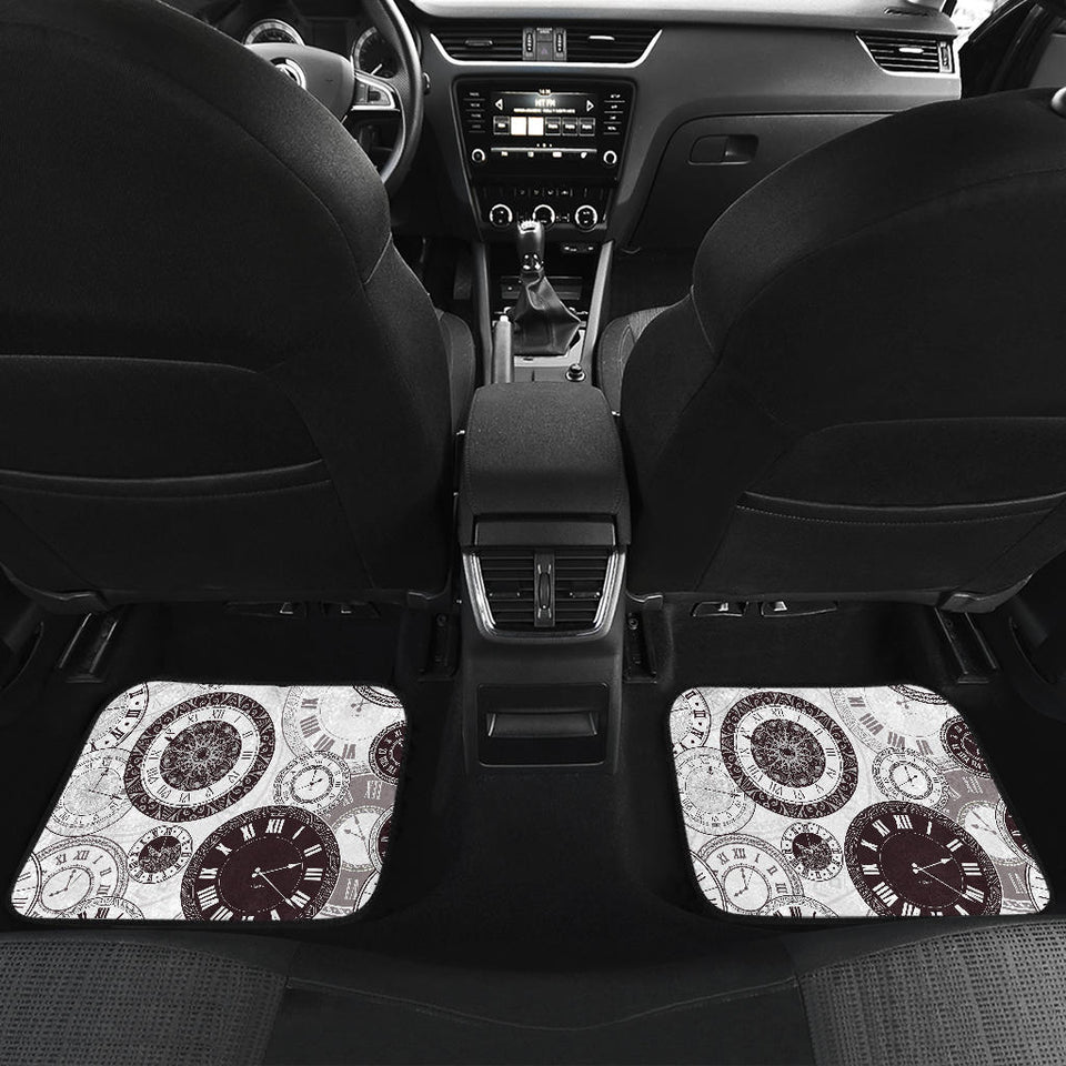 Classic Vintage Clock Pattern Front And Back Car Mats