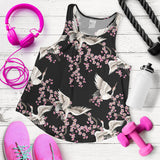 Japanese crane pink sakura pattern Women Racerback Tank Top