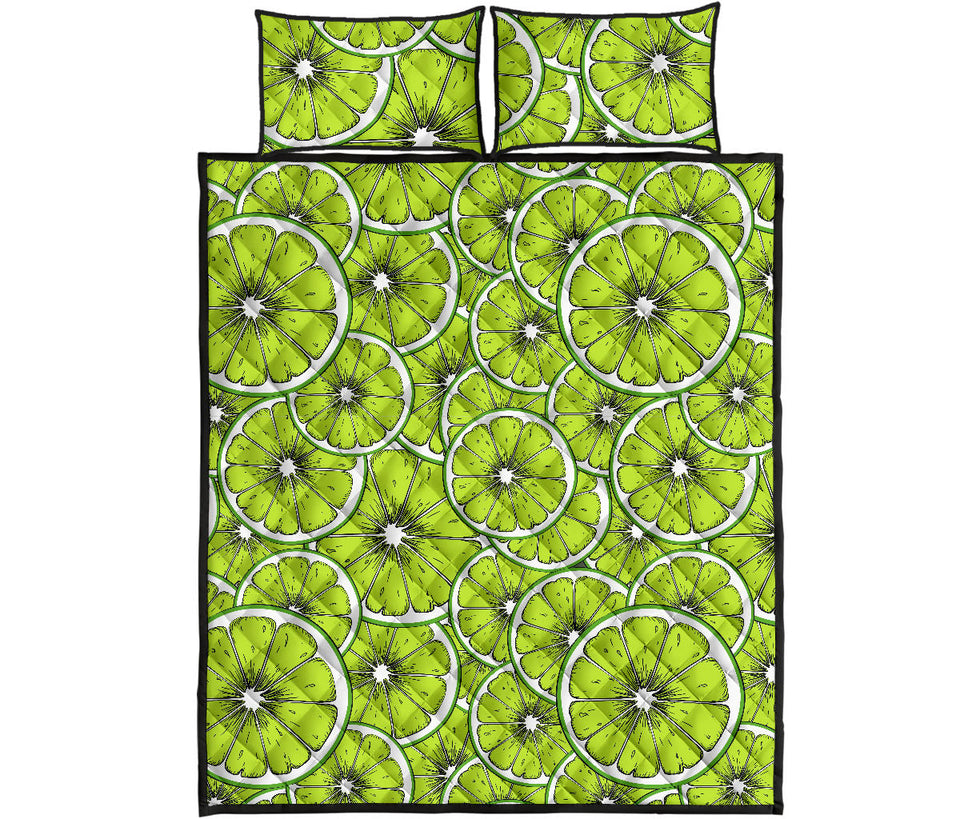 Slices of Lime design pattern Quilt Bed Set