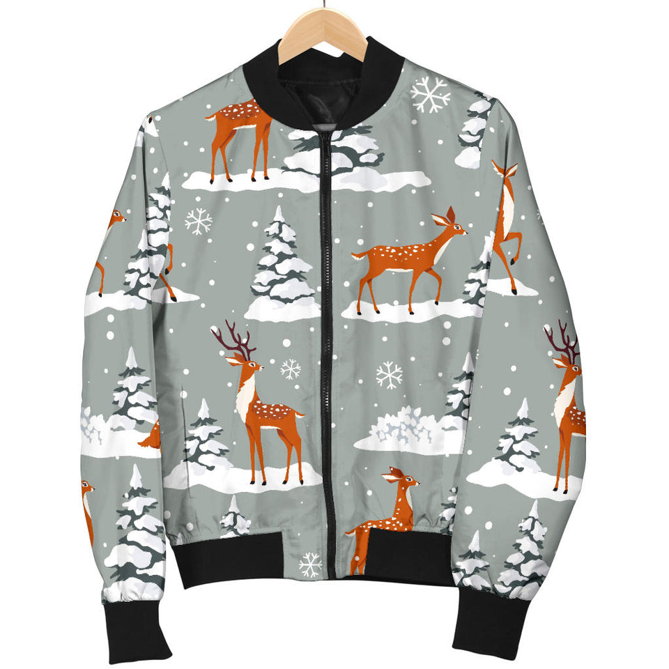 Beautiful Deers Winter Christmas Women'S Bomber Jacket