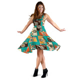 Camera Pattern Print Design 03 Sleeveless Midi Dress