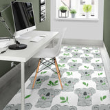 Hand Drawn Koala Leaves Pattern Area Rug