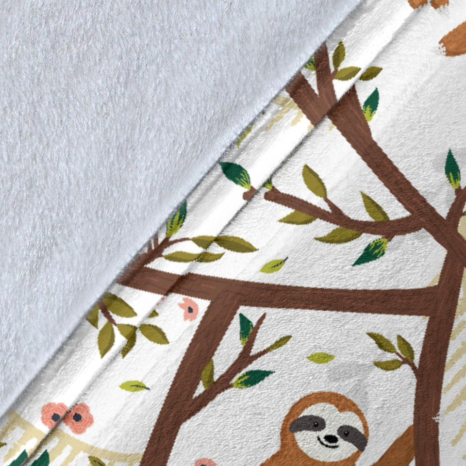 Sloths Hanging On The Tree Pattern Premium Blanket