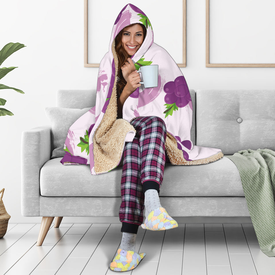 Cute Grape Pattern Hooded Blanket