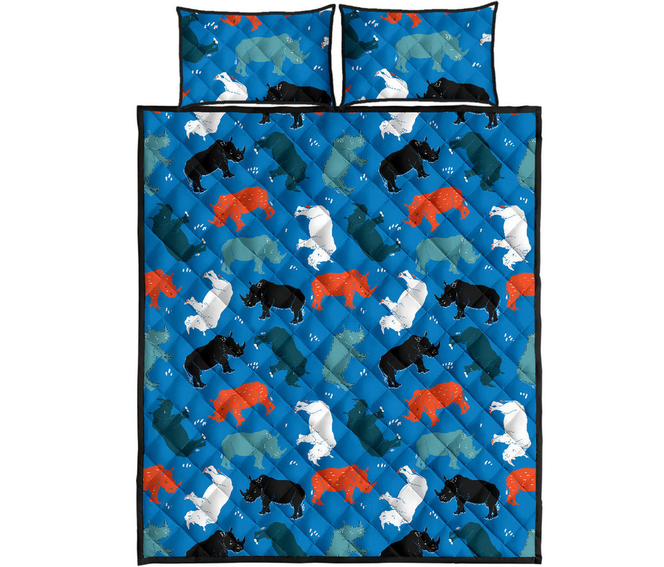 Colorful rhino pattern Quilt Bed Set