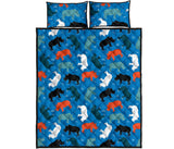 Colorful rhino pattern Quilt Bed Set