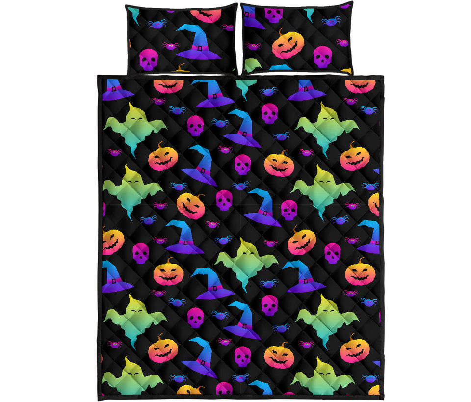 Colorful halloween background Quilt Bed Set