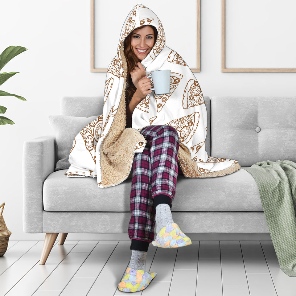 Hand Drawn Pizza Pattern Hooded Blanket