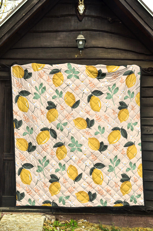Lemon Flower Leave Pattern Premium Quilt