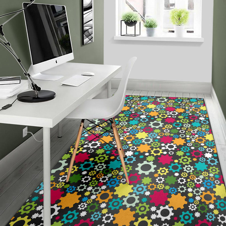 Gear Pattern Print Design 03 Area Rug