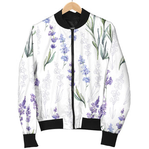 Hand Painting Watercolor Lavender Women'S Bomber Jacket