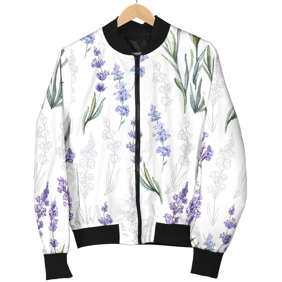 Hand Painting Watercolor Lavender Women'S Bomber Jacket
