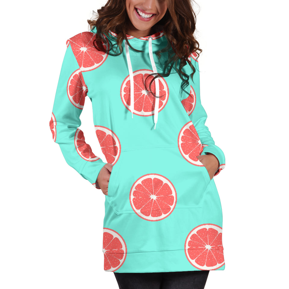 Grapefruit Green Background Women'S Hoodie Dress