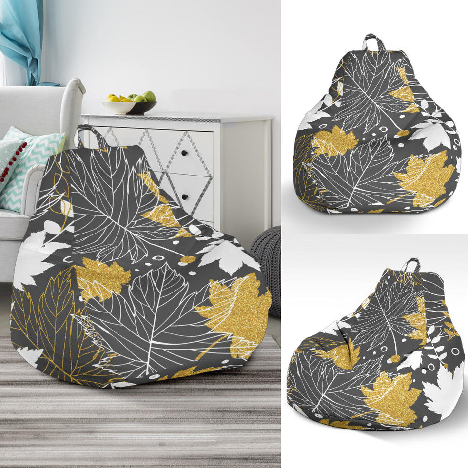 Beautiful Gold Autumn Maple Leaf Pattern Bean Bag Cover