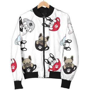 French Bulldog Cup Paw Pattern Women'S Bomber Jacket