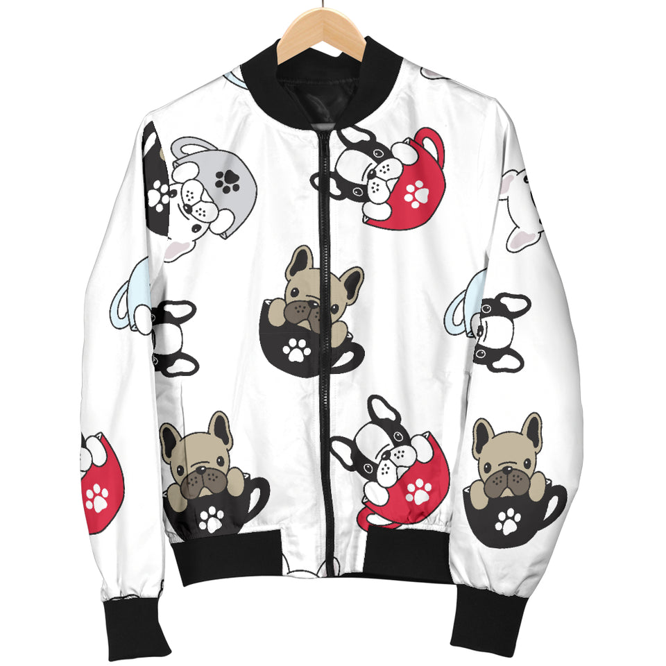 French Bulldog Cup Paw Pattern Women'S Bomber Jacket