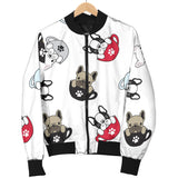 French Bulldog Cup Paw Pattern Women'S Bomber Jacket