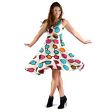 Sun Glasses Pattern Print Design 03 Sleeveless Midi Dress