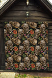 Skull Rose Humming Bird Flower Pattern Premium Quilt.