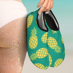 Pineapples Pattern Green Background Aqua Shoes