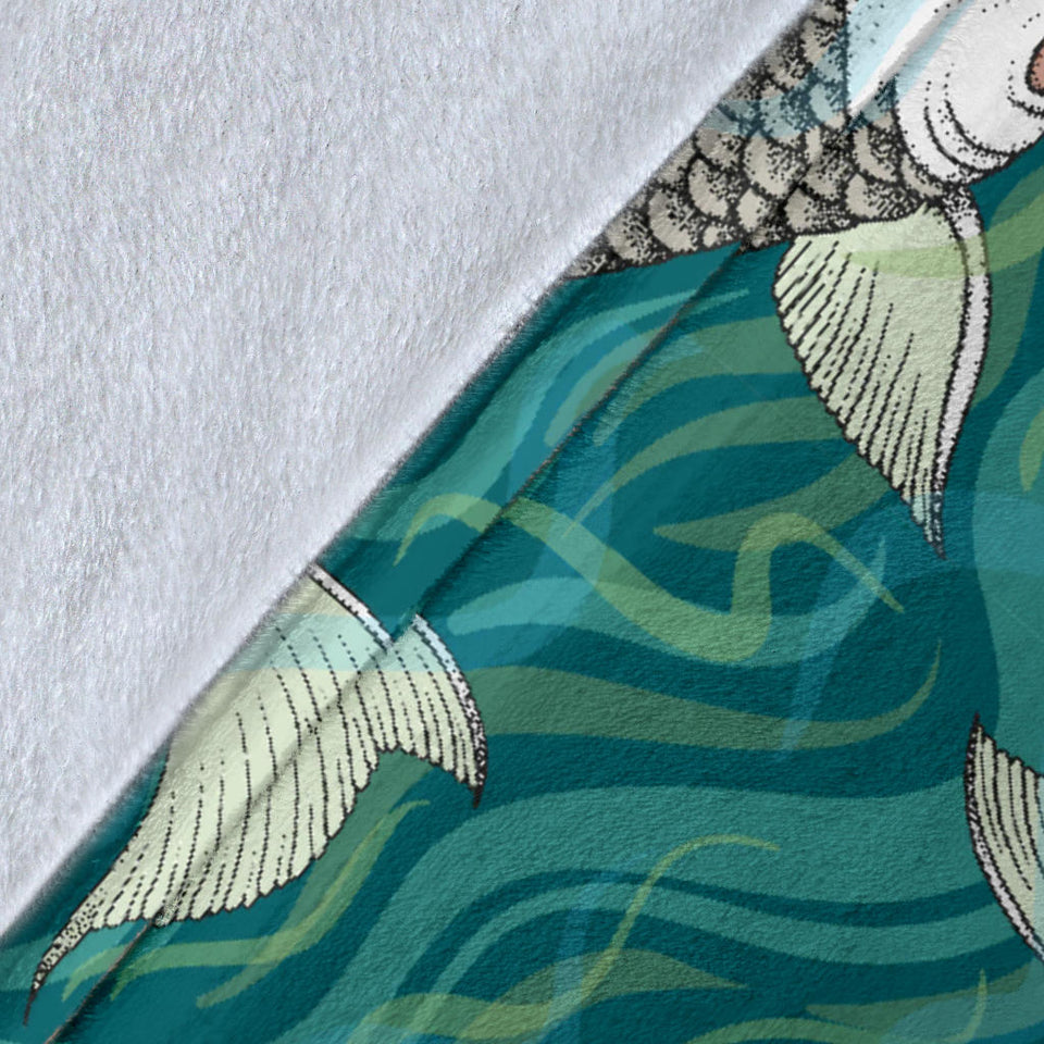 Koi Fish Carp Fish Lotus Pattern Premium Blanket