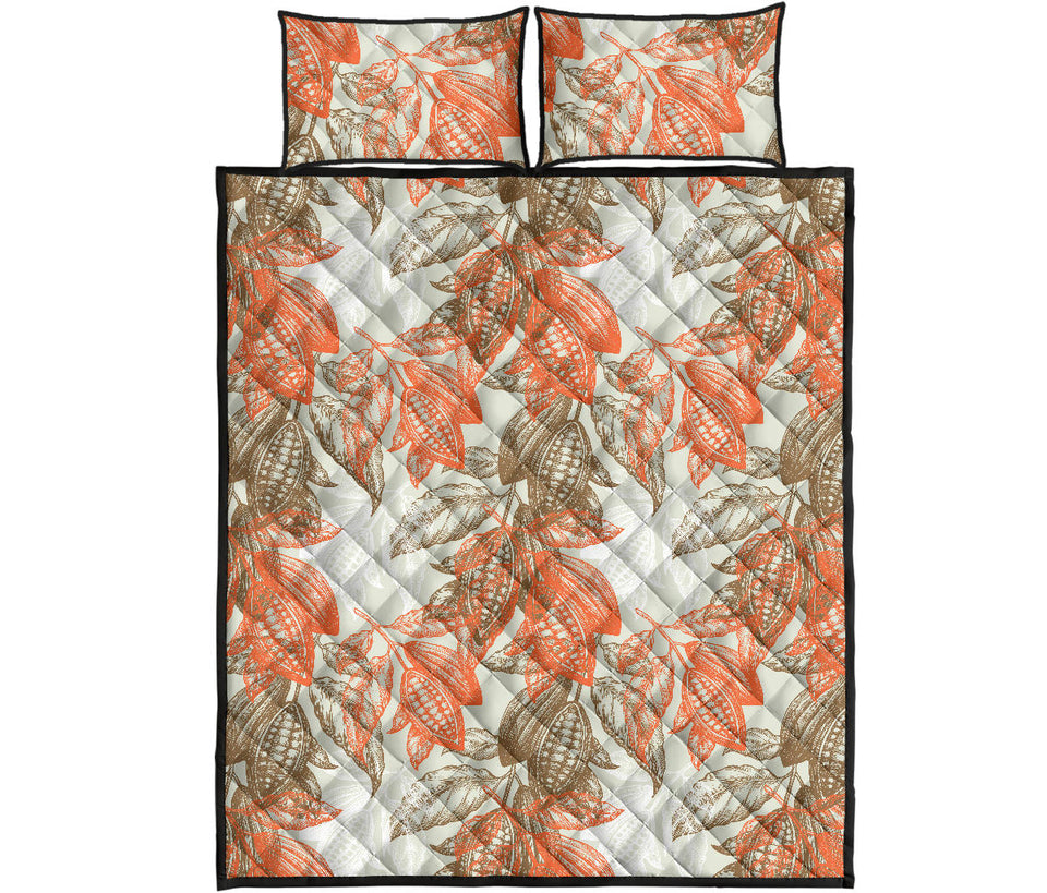 Cocoa beans Cocoa tree pattern Quilt Bed Set