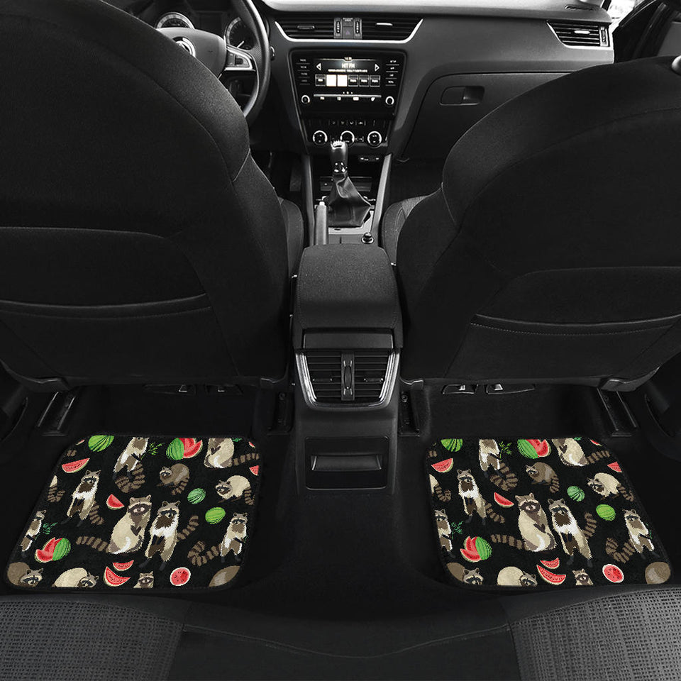 Raccoon Watermelon Pattern Front And Back Car Mats