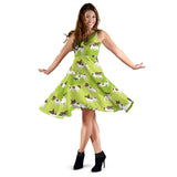 Jack Russel Pattern Print Design 01 Sleeveless Midi Dress