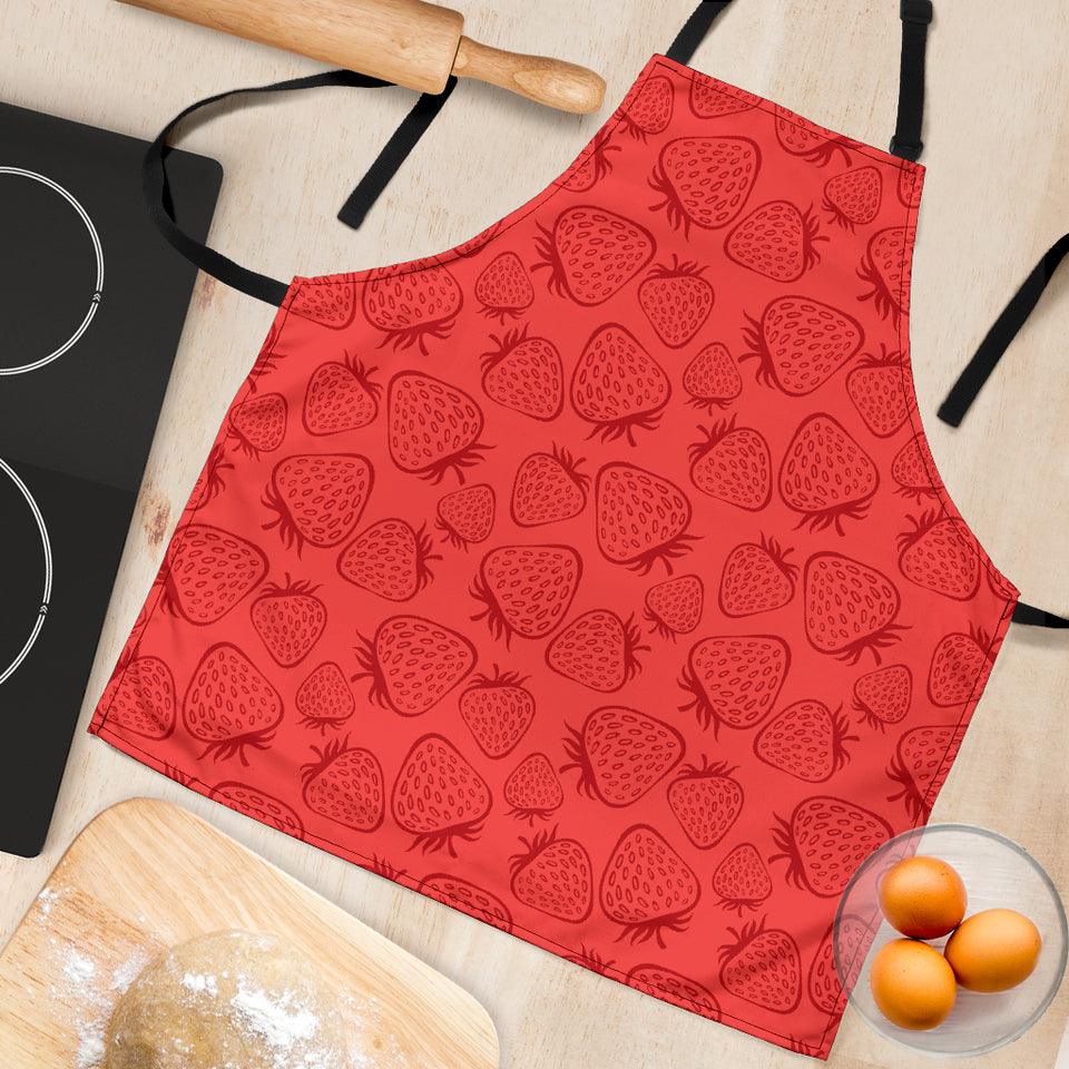 Strawberry Pattern Red Background Adjustable Apron