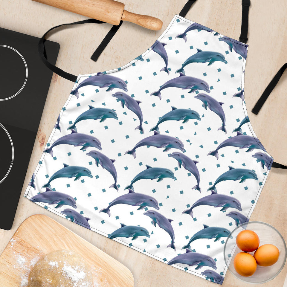 Dolphins Pattern Dotted Background Adjustable Apron