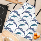 Dolphins Pattern Dotted Background Adjustable Apron